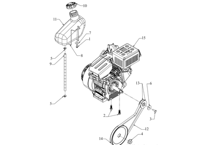 Engine Drive Diagram and Parts List for 1X21-INCH (31PS2M5E710)(2018) Cub Cadet Snow Blower